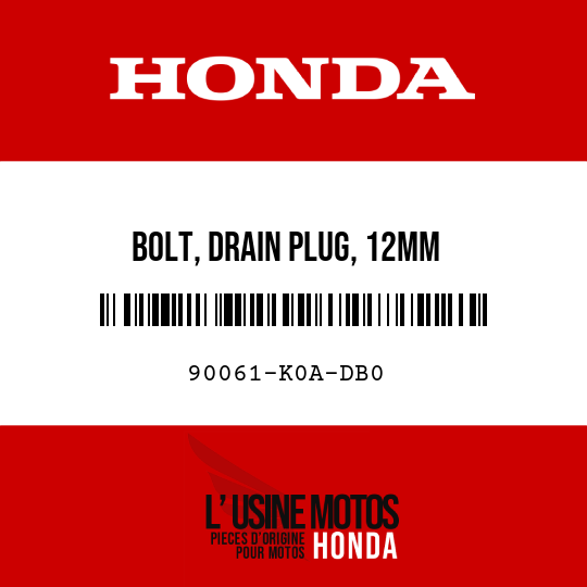 image de 90061-K0A-DB0 BOLT, DRAIN PLUG, 12MM