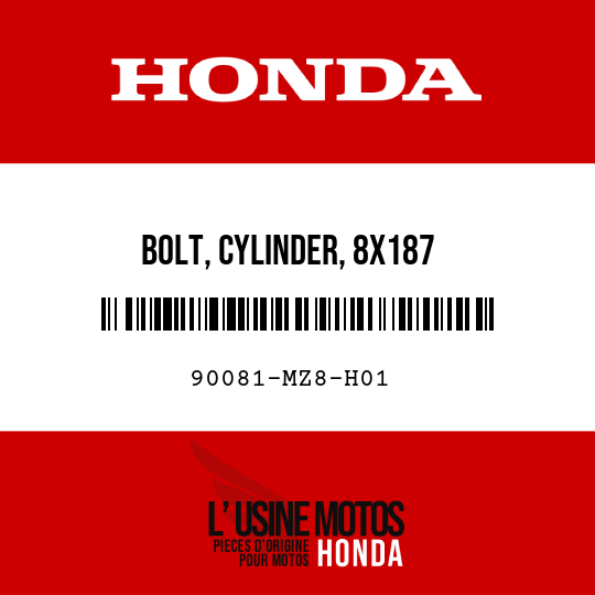 image de 90081-MZ8-H01 BOLT, CYLINDER, 8X187