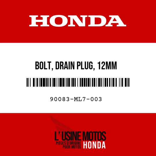 image de 90083-ML7-003 BOLT, DRAIN PLUG, 12MM