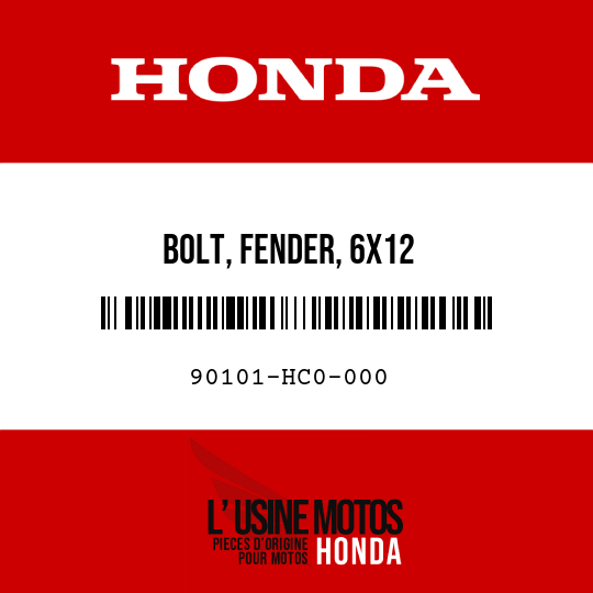 image de 90101-HC0-000 BOLT, FENDER, 6X12