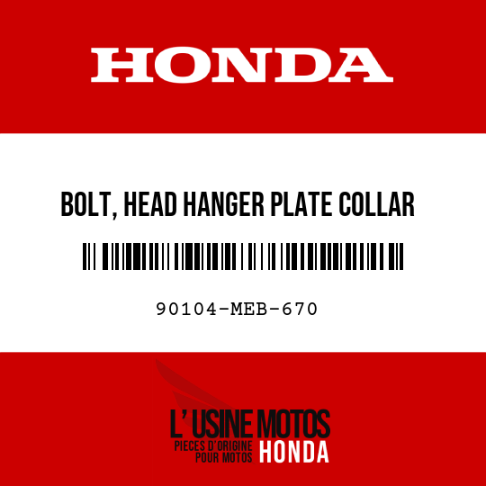 image de 90104-MEB-670 BOLT, HEAD HANGER PLATE COLLAR