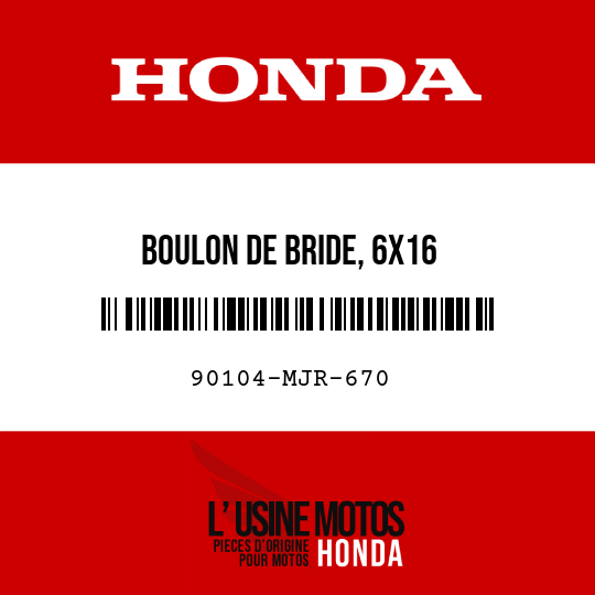 image de 90104-MJR-670 BOULON DE BRIDE, 6X16