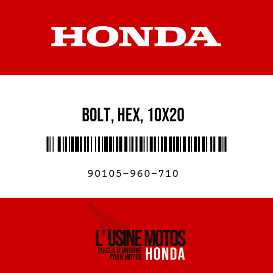 image de 90105-960-710 BOLT, HEX, 10X20