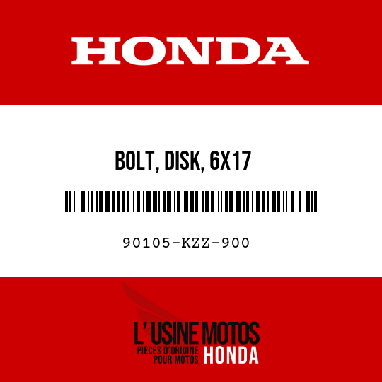 image de 90105-KZZ-900 BOLT, DISK, 6X17