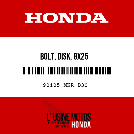 image de 90105-MKR-D30 BOLT, DISK, 8X25