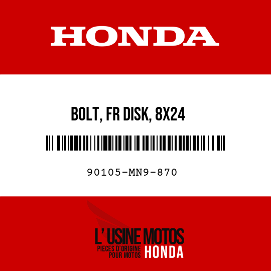 image de 90105-MN9-870 BOLT, FR DISK, 8X24