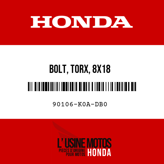 image de 90106-K0A-DB0 BOLT, TORX, 8X18