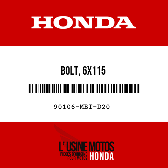 image de 90106-MBT-D20 BOLT, 6X115
