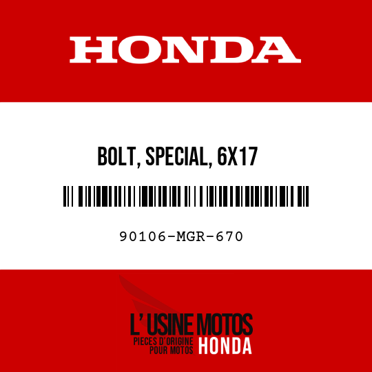 image de 90106-MGR-670 BOLT, SPECIAL, 6X17
