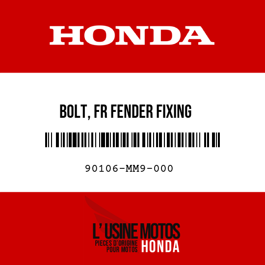 image de 90106-MM9-000 BOLT, FR FENDER FIXING