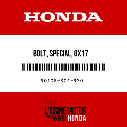 image de 90108-K04-930 BOLT, SPECIAL, 6X17