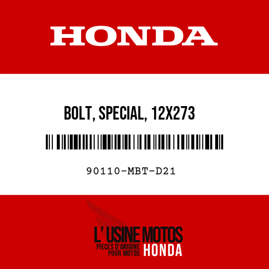 image de 90110-MBT-D21 BOLT, SPECIAL, 12X273