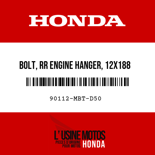 image de 90112-MBT-D50 BOLT, RR ENGINE HANGER, 12X188