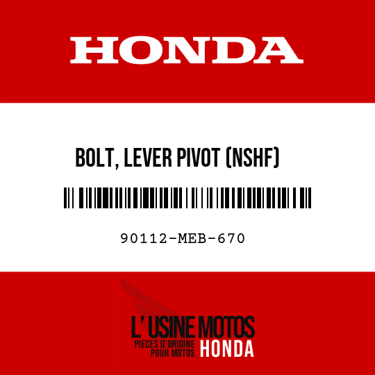 image de 90112-MEB-670 BOLT, LEVER PIVOT (NSHF)