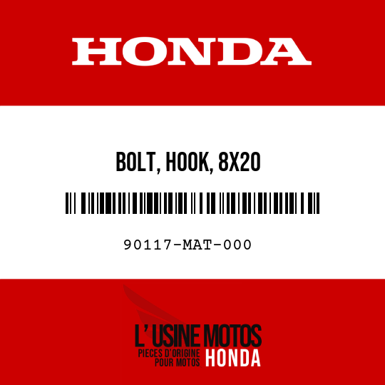 image de 90117-MAT-000 BOLT, HOOK, 8X20