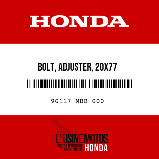 image de 90117-MBB-000 BOLT, ADJUSTER, 20X77