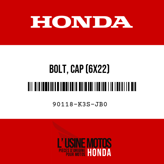 image de 90118-K3S-JB0 BOLT, CAP (6X22)