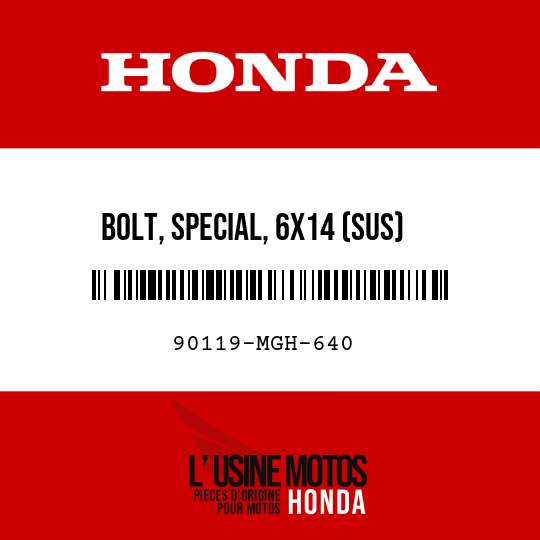 image de 90119-MGH-640 BOLT, SPECIAL, 6X14 (SUS)