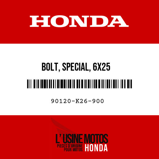 image de 90120-K26-900 BOLT, SPECIAL, 6X25