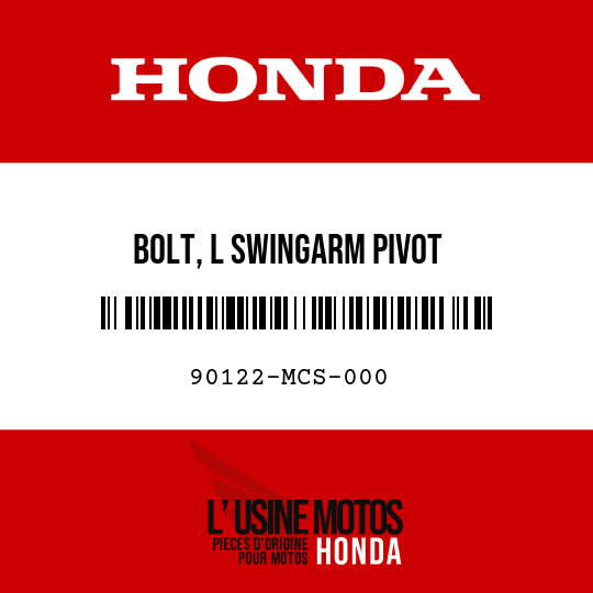 image de 90122-MCS-000 BOLT, L SWINGARM PIVOT
