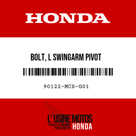 image de 90122-MCS-G01 BOLT, L SWINGARM PIVOT