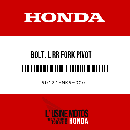 image de 90124-ME9-000 BOLT, L RR FORK PIVOT
