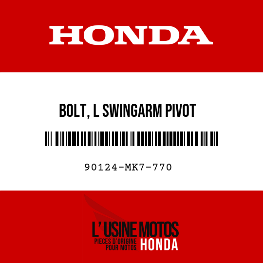 image de 90124-MK7-770 BOLT, L SWINGARM PIVOT