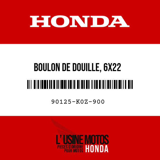 image de 90125-K0Z-900 BOULON DE DOUILLE, 6X22