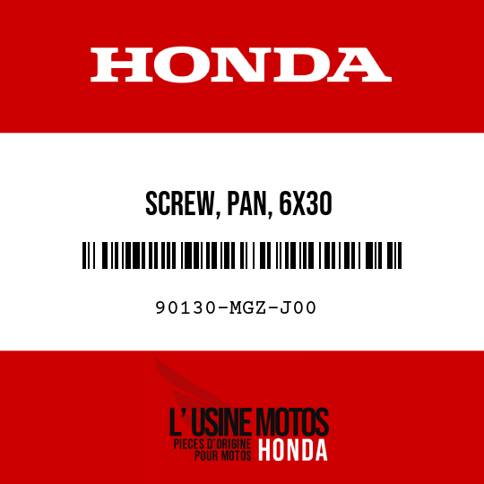 image de 90130-MGZ-J00 SCREW, PAN, 6X30