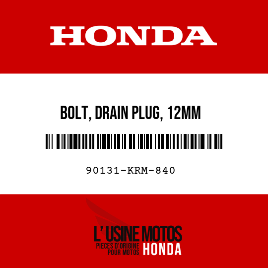 image de 90131-KRM-840 BOLT, DRAIN PLUG, 12MM