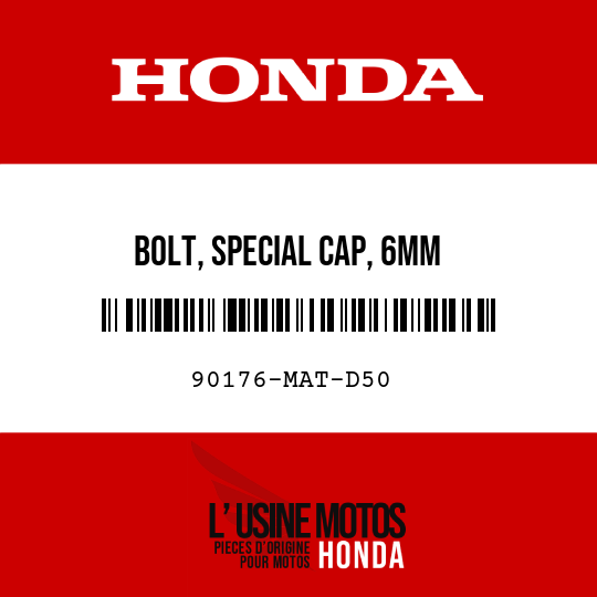 image de 90176-MAT-D50 BOLT, SPECIAL CAP, 6MM