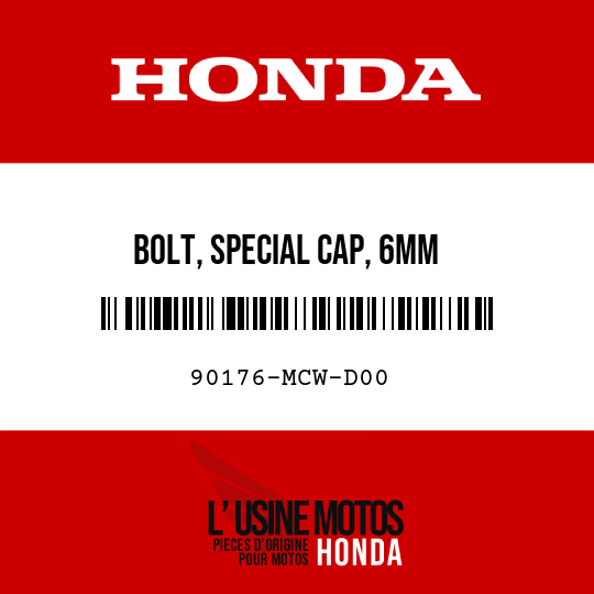 image de 90176-MCW-D00 BOLT, SPECIAL CAP, 6MM