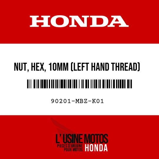 image de 90201-MBZ-K01 NUT, HEX, 10MM (LEFT HAND THREAD)