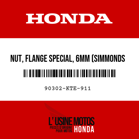 image de 90302-KTE-911 NUT, FLANGE SPECIAL, 6MM (SIMMONDS MARSHALL)
