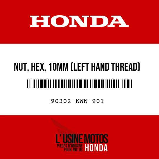 image de 90302-KWN-901 NUT, HEX, 10MM (LEFT HAND THREAD)
