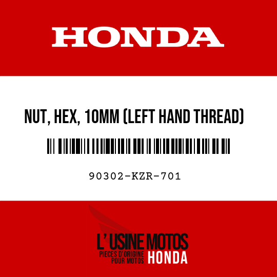 image de 90302-KZR-701 NUT, HEX, 10MM (LEFT HAND THREAD)