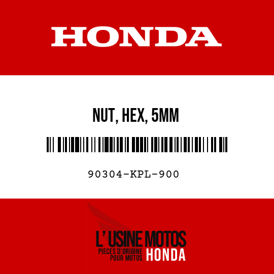 image de 90304-KPL-900 NUT, HEX, 5MM