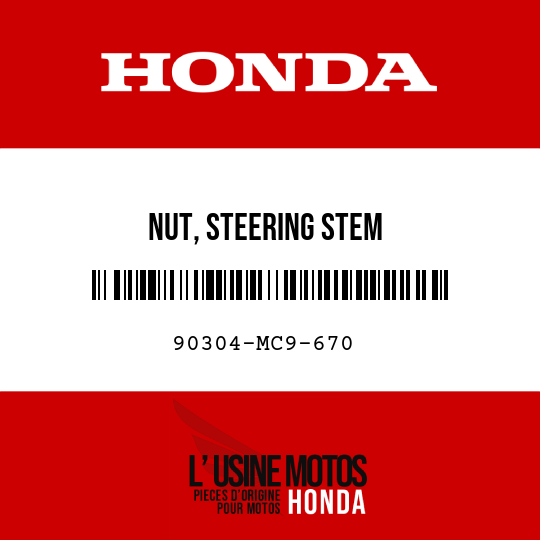 image de 90304-MC9-670 NUT, STEERING STEM