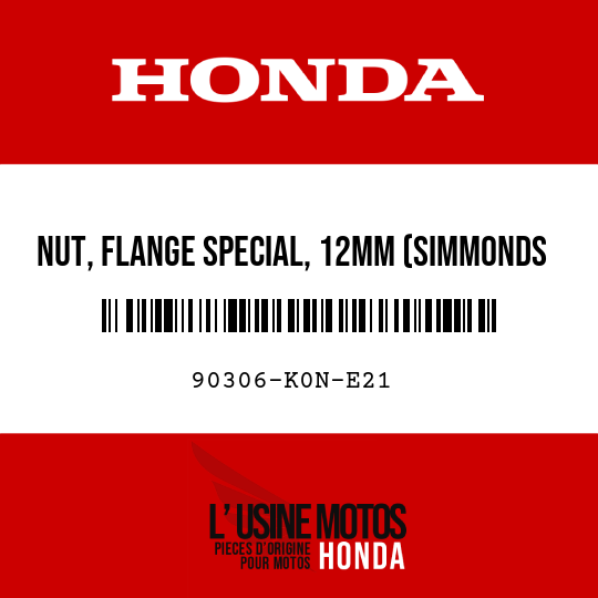image de 90306-K0N-E21 NUT, FLANGE SPECIAL, 12MM (SIMMONDS MARSHALL)