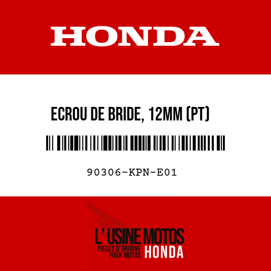 image de 90306-KPN-E01 ECROU DE BRIDE, 12MM (PT)