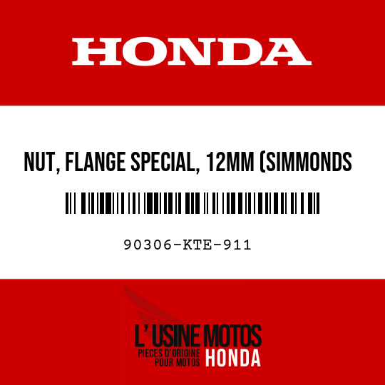 image de 90306-KTE-911 NUT, FLANGE SPECIAL, 12MM (SIMMONDS MARSHALL)