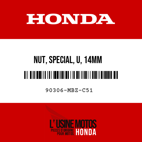 image de 90306-MBZ-C51 NUT, SPECIAL, U, 14MM