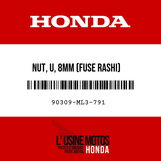 image de 90309-ML3-791 NUT, U, 8MM (FUSE RASHI)