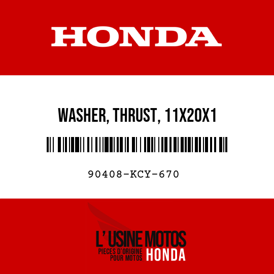 image de 90408-KCY-670 WASHER, THRUST, 11X20X1