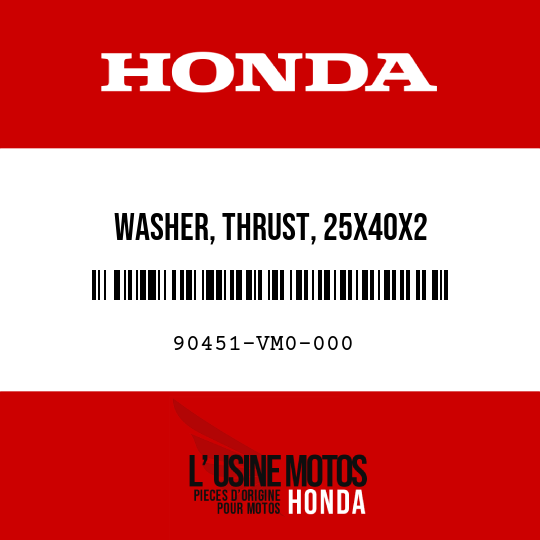 image de 90451-VM0-000 WASHER, THRUST, 25X40X2