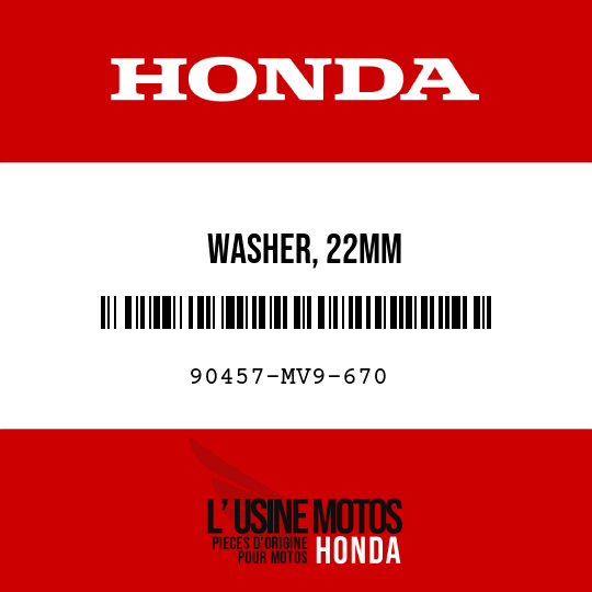 image de 90457-MV9-670 WASHER, 22MM