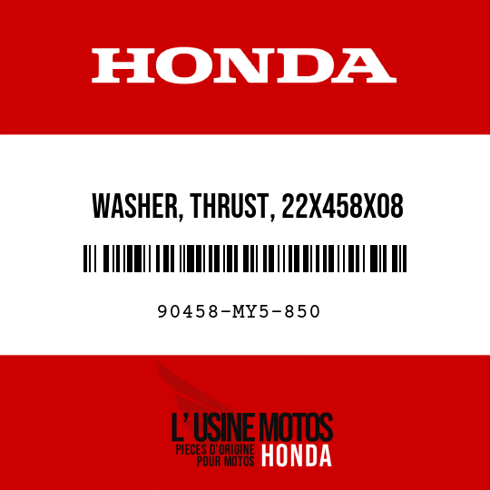 image de 90458-MY5-850 WASHER, THRUST, 22X458X08