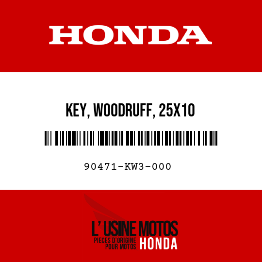 image de 90471-KW3-000 KEY, WOODRUFF, 25X10