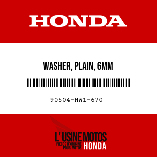 image de 90504-HW1-670 WASHER, PLAIN, 6MM