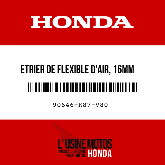 image de 90646-K87-V80 ETRIER DE FLEXIBLE D'AIR, 16MM